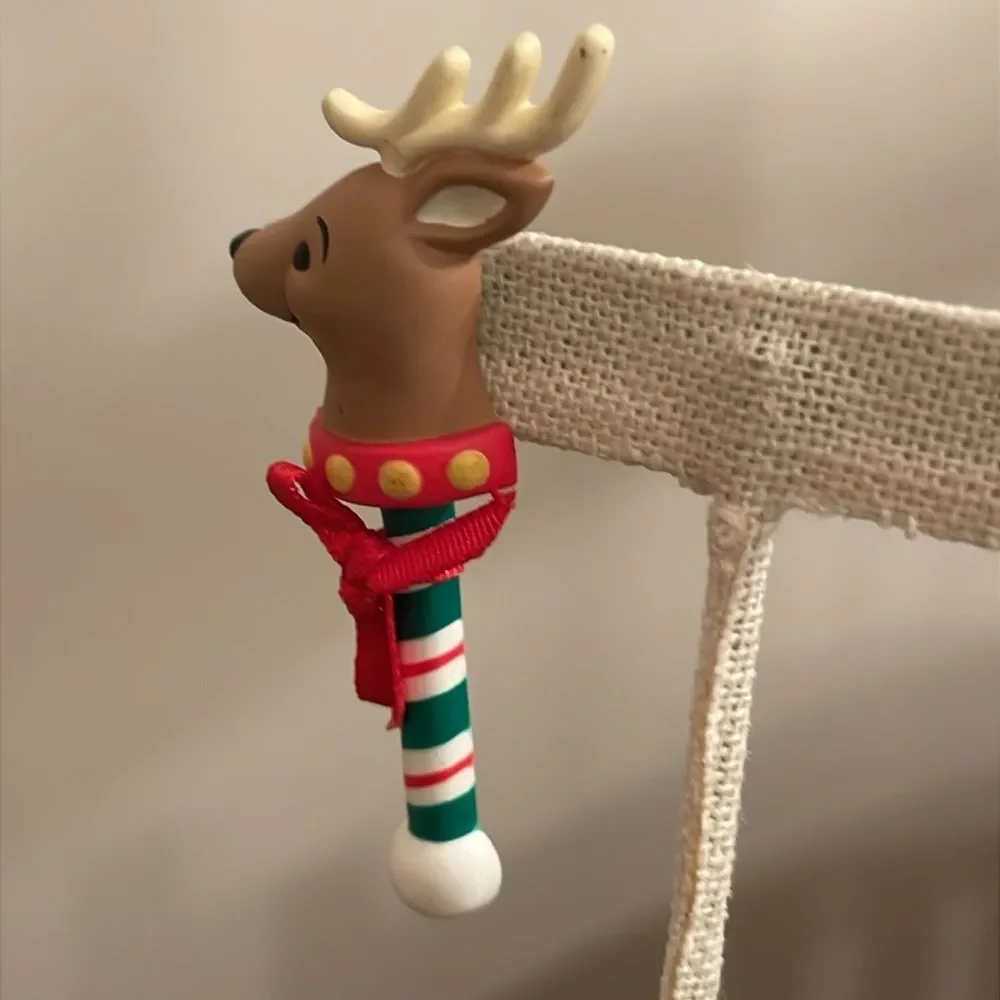 Vintage Hallmark Cards Festive Reindeer Candy Cane Brooch Lapel Pin Christmas
